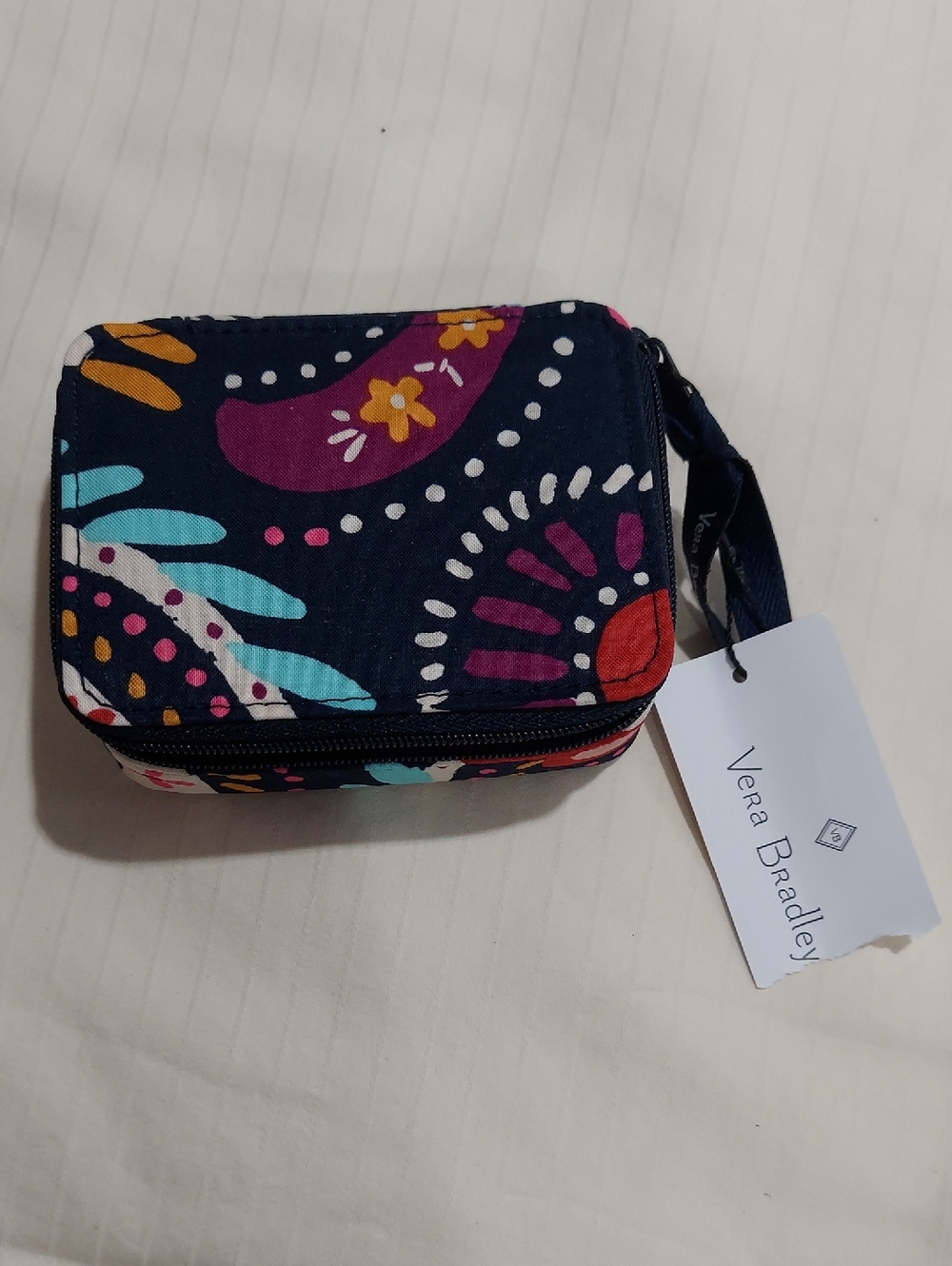 Vera Bradley Navy Paisley Quilted Travel Pill Case